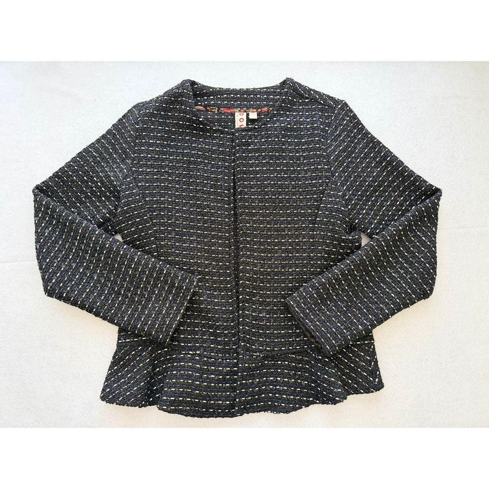 Dolan Left‎ Coast Collection Tweed Peplum Jacket Black Blue White Size M Chic